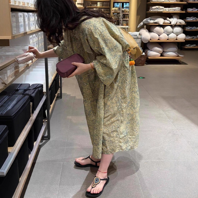 Green Lazy French Floral Dress for Women Summer New Style Strappy Long-Sleeved Pure Forest Style Age-Reducing Elegant Long Skirt Green Lazy French Floral Dress for Women Summer New Style Strappy Long-Sleeved Pure Forest Style Age-Reducing Elegant Long Skirt