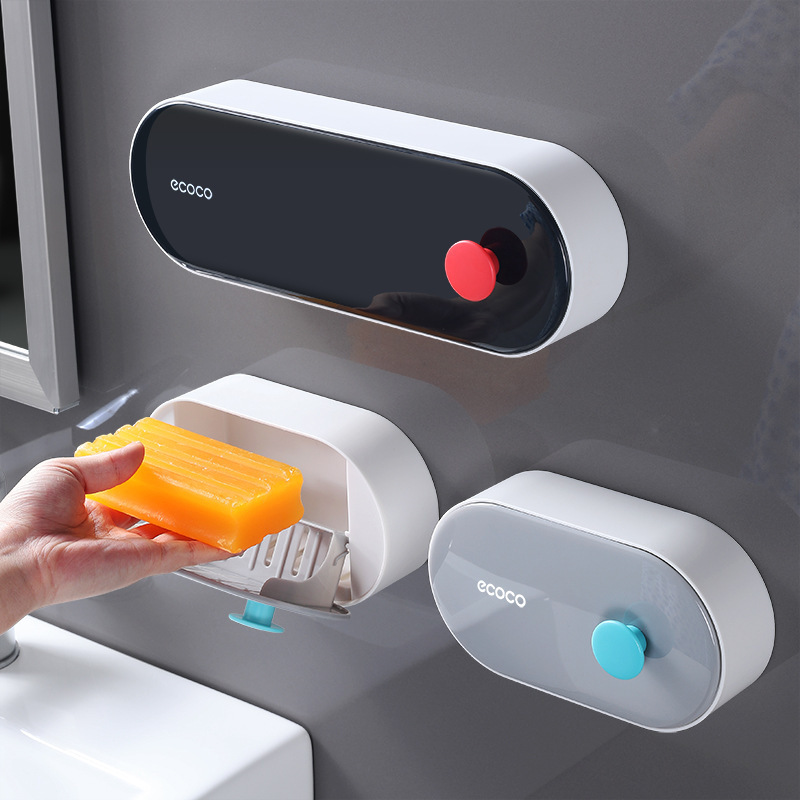 Punch-free Wall-hanging Double-compartment Soap Box Bathroom Drain with Lid Soap Rack Student with Lid Dormitory Soap Box Punch-free Wall-hanging Double-compartment Soap Box Bathroom Drain with Lid Soap Rack Student with Lid Dormitory Soap Box