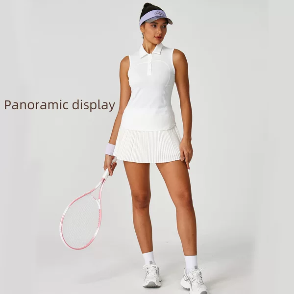 Lulu Style Tennis Wear Polo Shirt Women's Sleeveless Quick-Drying Breathable Yoga Golf Sports T-Shirt