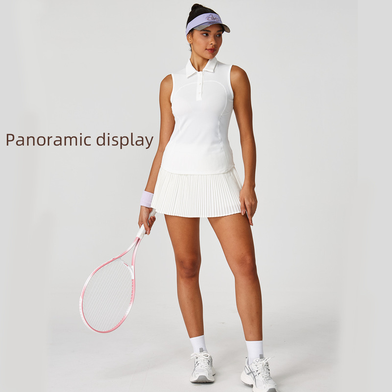 Lulu Style Tennis Wear Polo Shirt Women's Sleeveless Quick-Drying Breathable Yoga Golf Sports T-Shirt