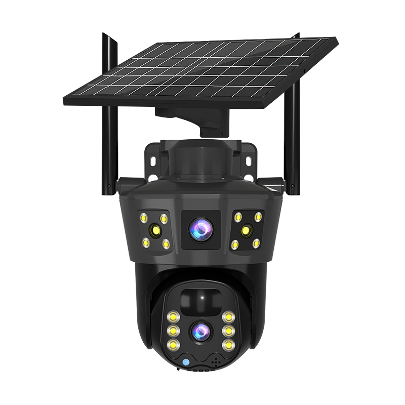 Tarjeta de conexión F 4G cámara de monitoreo de tres imágenes de teléfono móvil al aire libre 360 grados sin ángulo muerto puede ser visión nocturna sin tráfico