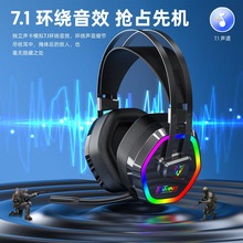 跨境新品頭戴式電腦耳機電競PS4游戲耳麥7.1聲道RGB呼吸燈
