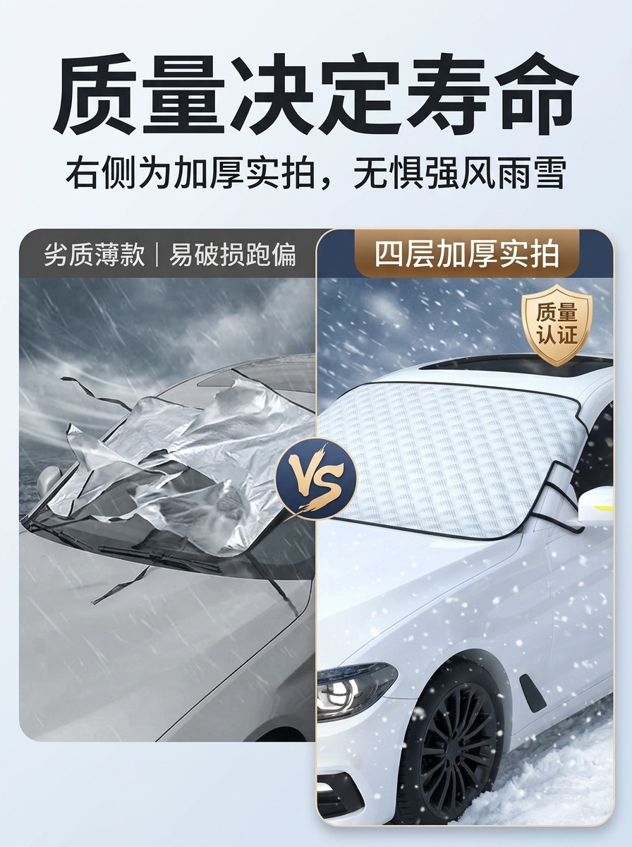 Car snow shield, sunshade, front windshield cover, snow-blocking cloth, winter car window frost and freeze protection cover