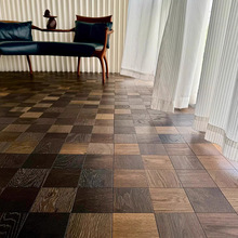 橡木復古拼花木地板棋盤復古實木地板600*600*15工廠直銷15mm