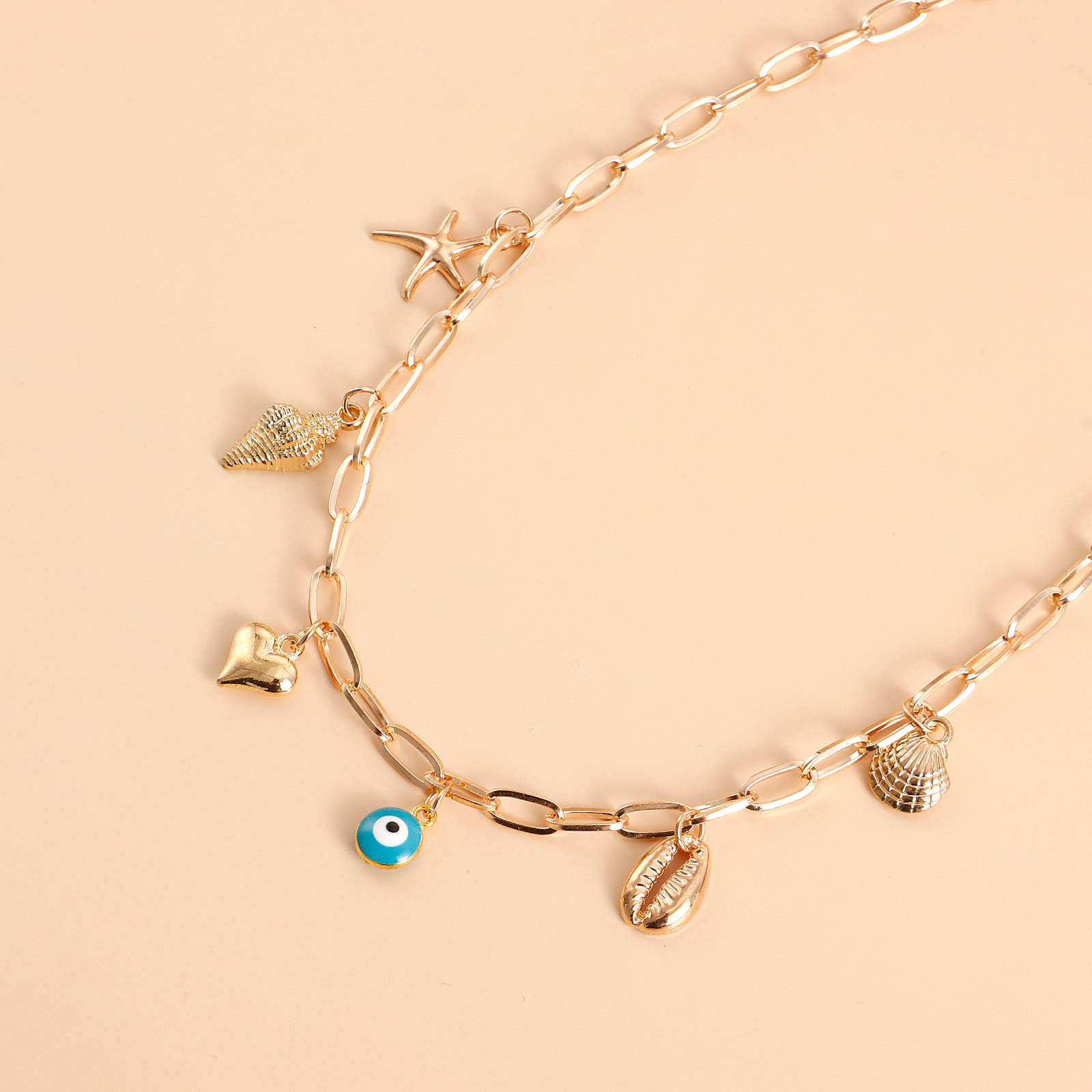 18g Weight Alloy Pendant Material Necklace Classification Alloy Chain Material 1 Piece Quantity Daily Occasion Alloy Material Devil's Eye, Starfish, Heart Shape Pattern Women's Gender Marine Style Style Marine Style Devil's Eye Starfish Heart Shape Alloy Wholesale Necklace 4
