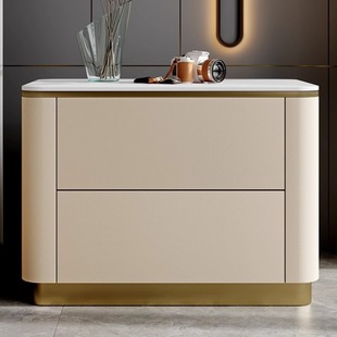 Solid Wood Bedside Table Italian Accessible Luxury High-end Simple Modern Popular Solid Wood Slate Bedroom Bedside Storage Cabinet