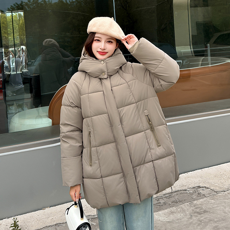 2025 invierno nuevo estilo de alta sensación relajada y cálida gruesa media y larga encapuchada casual hermosa chaqueta de algodón de mujer image 10
