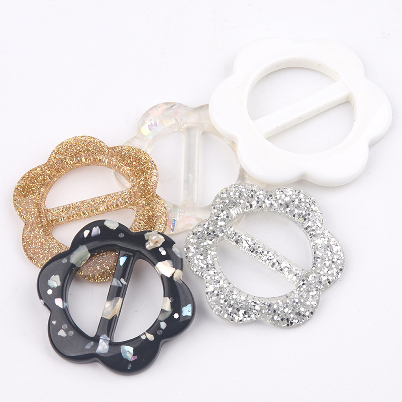 Resin Waist Buckle Round Day Buckle T-shirt Dress Corner Knot Decorative Buckle Three Buckle Ribbon Scarf Button