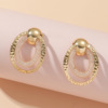 Design metal fashionable earrings from pearl, set, simple and elegant design