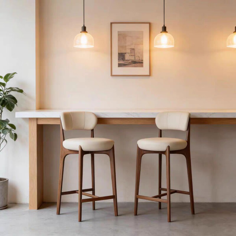 New Nordic Style Light Luxury Solid Wood Bar Chair, Bar Chair for Clubhouses, Sales Offices, Front Desk Reception, Home Bar Stool New Nordic Style Light Luxury Solid Wood Bar Chair, Bar Chair for Clubhouses, Sales Offices, Front Desk Reception, Home Bar Stool