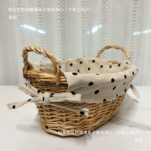 波点柳编高颜值双耳发玄关收纳可爱2小筐日系针线收纳小个