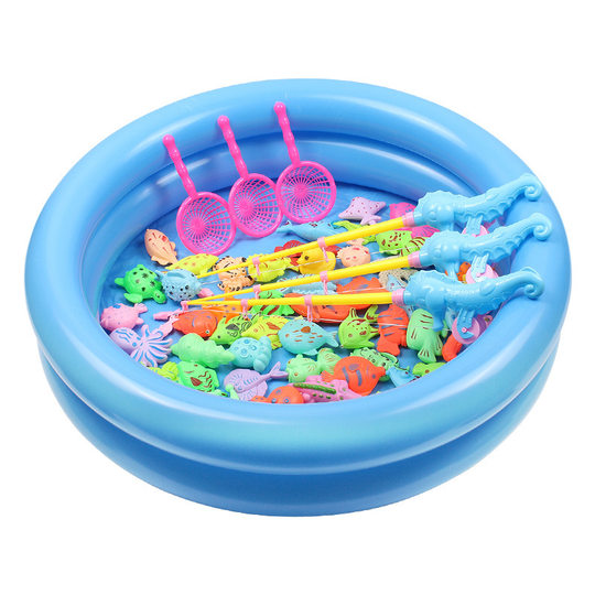 Children's fishing toy pool suit baby playing water magnetic fishing rod puzzle exercise boys and girls interactive game