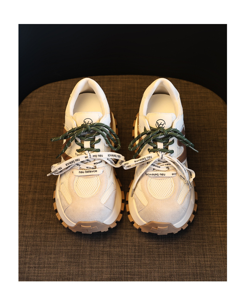 Giày sneaker nữ đế dày lưới thoáng khí phong cách daddy — màu be chi tiết 18