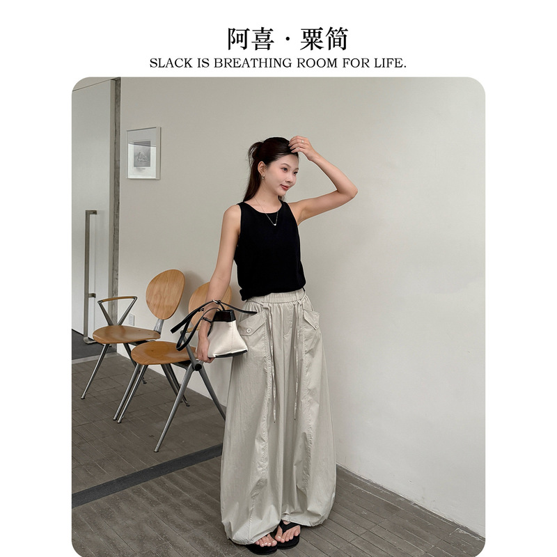 Axi Sujian 2026 Summer Lightweight New Style Super Stylish Street-Friendly Wide-Leg Pants for Women Casual Versatile 26-3370