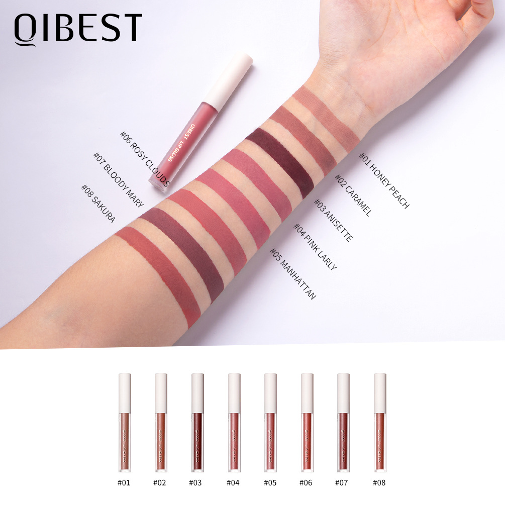 carina QIBEST Velvet Mist Matte Moisturizing, Staying Cup Glaze, Non fading Honey Lip Gloss_voghion.com