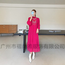 厂家直供2024冬季新款重工刺绣大码宽松时尚设计感高端气质连衣裙