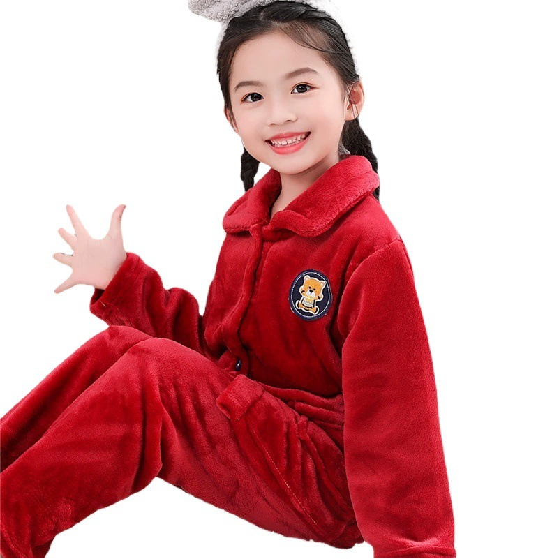Фланелевый домашний костюм для девочек 2021 Осень/зима Новинка из кораллового флиса для маленьких мальчиков и девочек с длинным рукавом