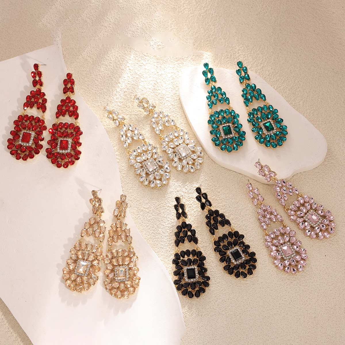 26g Weight Alloy Ear Needle Material Zircon Inlay Material Drop Earrings Classification 1 Pair Quantity Holiday, Daily Occasion Alloy Material Water Droplets Pattern Spring&Summer Season Women's Gender Inlay Design Vacation, Classic Style Style 1 Pair Vacation Classic Style Water Droplets Inlay Alloy Zircon Drop Earrings 无