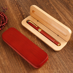 Wooden pen case retro gift box, bamboo and wood signature pen ballpoint pen box simple solid wood storage box carved logo