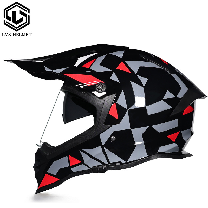 Nuevo off-road tire casco de doble lente carretera tire casco completo motocicleta Larga Distancia unisex Four Seasons universal LVS