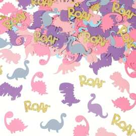 240pcs跨境亚马逊热销动物主题恐龙ROAR抛撒五彩纸屑派对桌面装饰