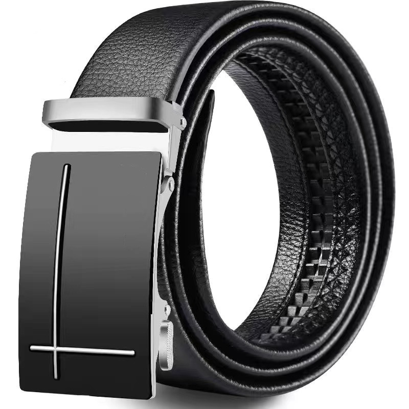 cinturón de hombre cinturón de abrazadera automática de cuero anti-desgaste estilo clásico letras versátiles tendencia ocio simple transfronterizo