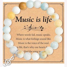 亚马逊暖心音乐礼物手链女个性玛瑙串珠手链太阳花生命树吊坠手串