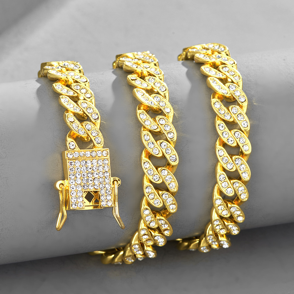 Collana a catena cuban hip hop full diamond da donna versatile_voghion.com