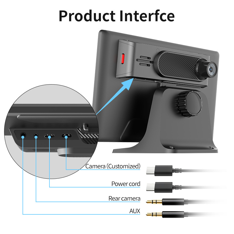 Transfronterizo de 8 pulgadas 2025 nuevo control central pantalla portátil inalámbrica CarPlay integrado GPS trayectoria doble lente 2 / 3 registro de ruta