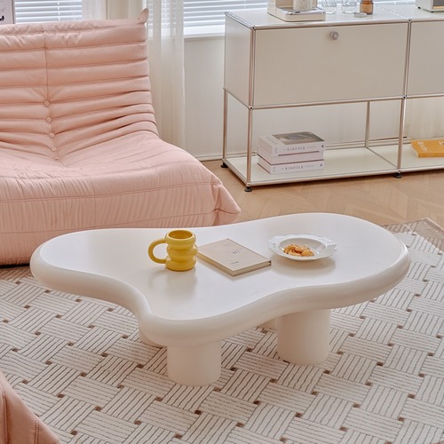 Modern small apartment special-shaped creative side table cream style living room Yunduo tea family use internet celebrity wabi-sabi style tea table