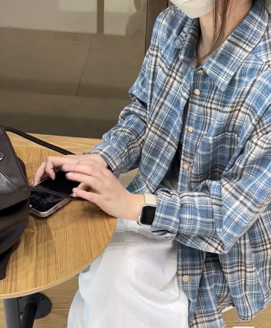 Retro blue colored shirt, American style