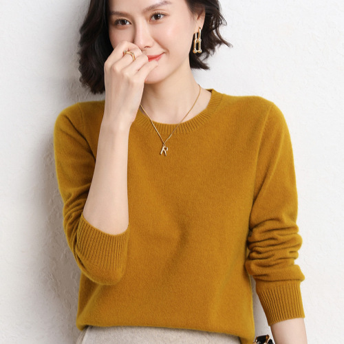  Spring and Autumn New Style Round Neck Sweater Knitwear Women's Long Sleeve Loose Style Slimming Bottoming Top