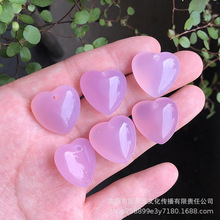 天然巴西冰透粉玛瑙爱心玉石小吊饰DIY饰品散件心形吊坠挂件批发