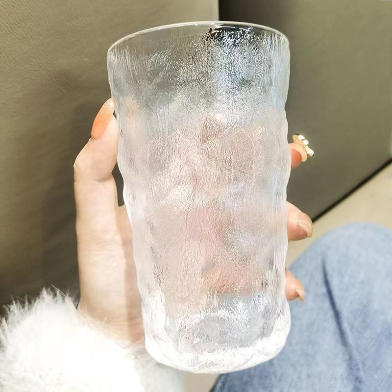 High Beauty Value Household Glass Water Cup Transparent Juice Drink Cup Ins Style High Beer Cup for Hair