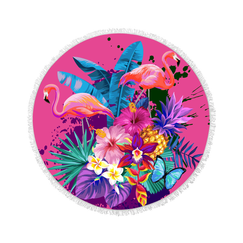 Toalla de playa europea y americana microfibra borla redonda Toalla de playa Toalla de baño de playa borla redonda Toalla de playa