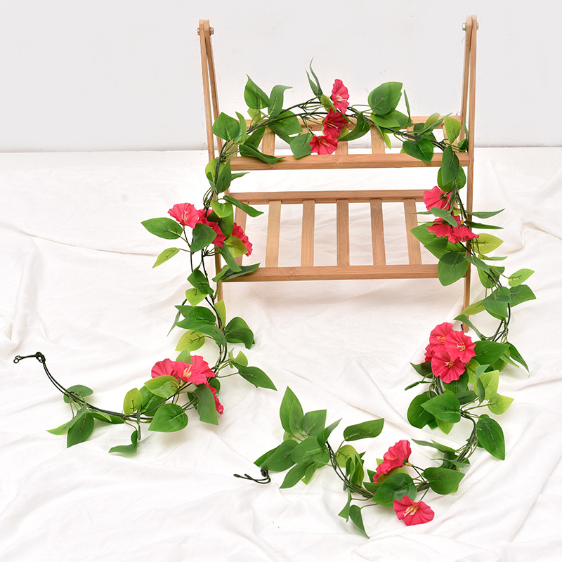 Simulation Morning Glory Vine, Trumpet Flower Wall Hanging, Silk Flower Vine, Air Conditioner Duct Flower Vine Decorative Floral Strips for Wrapping—Wholesale