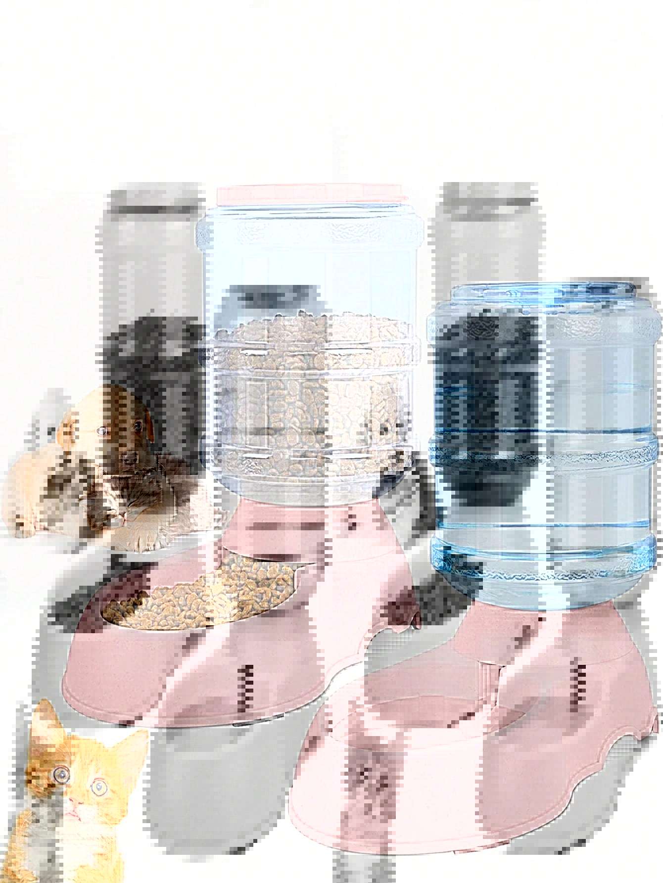 급수기 급식기 세트-핑크