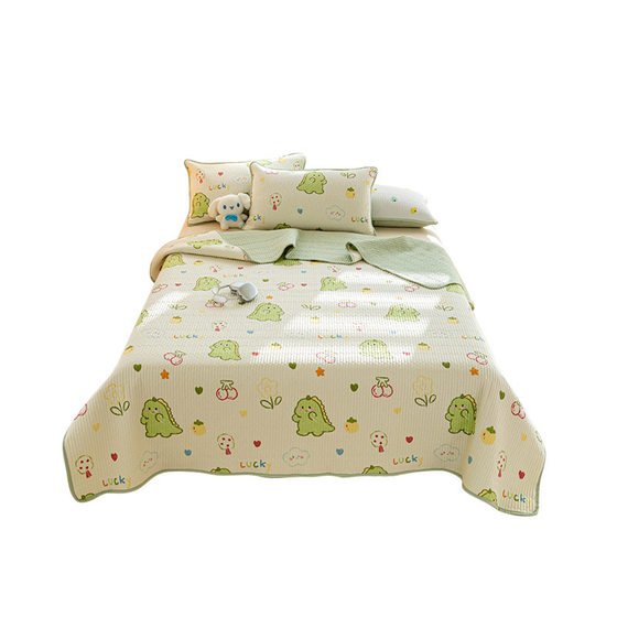 Class A Maternal and Infant Cotton Bed Cover Three-Piece Set 100 Cotton Quilted Cotton Thickened Non-Slip Bed Sheet Tatami Four Seasons