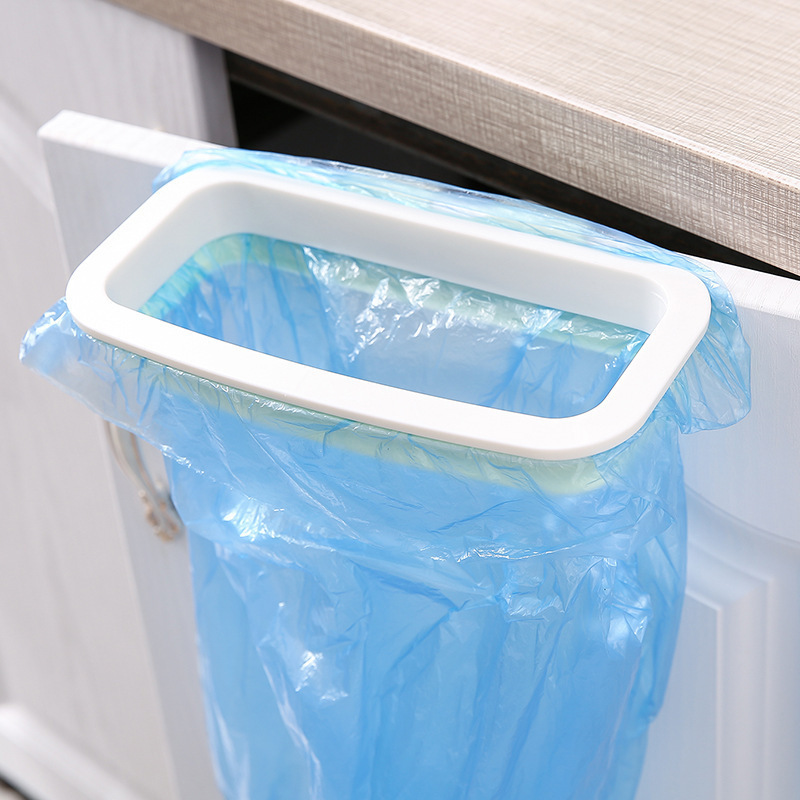 Colgando puerta de la cocina gabinete trasero titular de la bolsa de basura con anti-caída hebilla bolsa de basura rack de almacenamiento