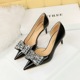 638-AH20 Banquet Women's Shoes High Heel Shallow Notched Pointed Side Hollow Rhinestone Bow Single Shoe Women's High Heel Shoes