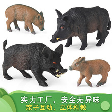 仿真实心野生动物模型公野猪母野猪幼崽男孩女孩认知玩具礼物摆件
