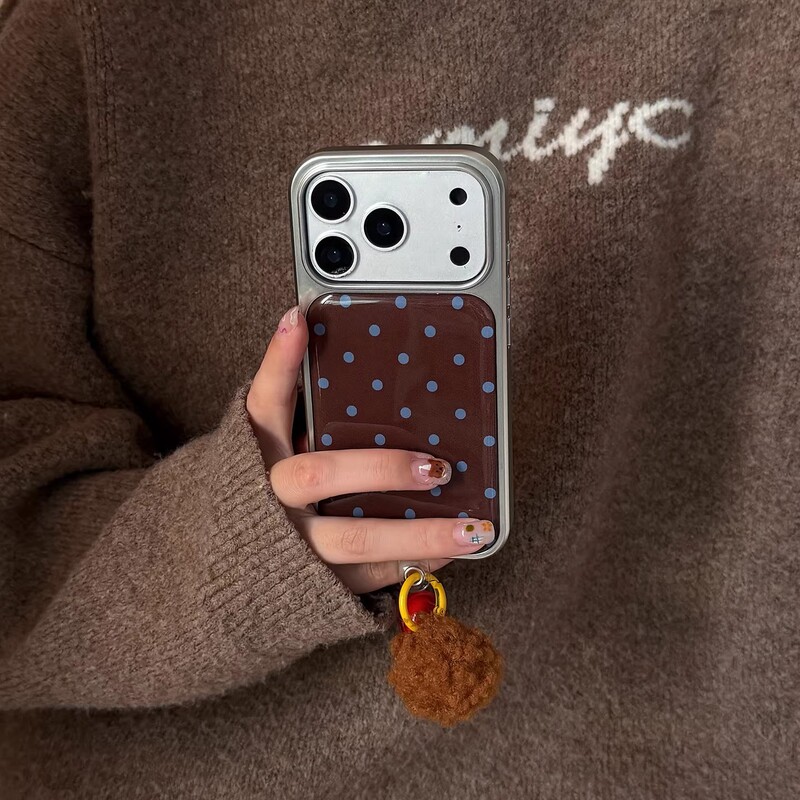 Brown with Blue Polka Dots Suitable for Apple iPhone 17 Phone Case Huawei Honor New High-End Anti-Fall Protective Cover