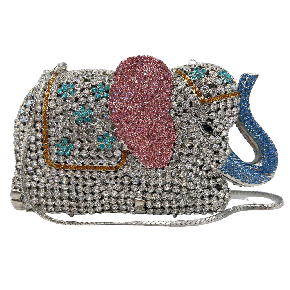 Bolsa de cristal de elefante transfronteriza hueco bolsa de banquete de diamantes bolsa de diamantes de mano europea y americana bolsa de diamantes de mujer