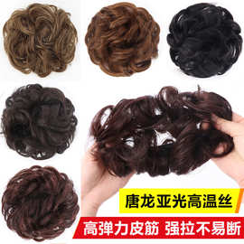欧美假发发圈丸子头假发弹力发包花苞头花发包卷发hair bun