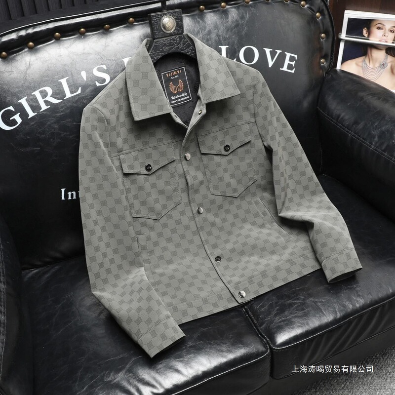 The Same Style, Low Price, Fashionable, Simple and Trendy Spring and Autumn Short Lapel Casual Short Jacket Leather Coat for Men