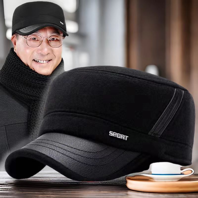 帽子男士冬天中老年保暖毛呢棒球帽秋冬季中年爸爸老人护耳鸭舌帽