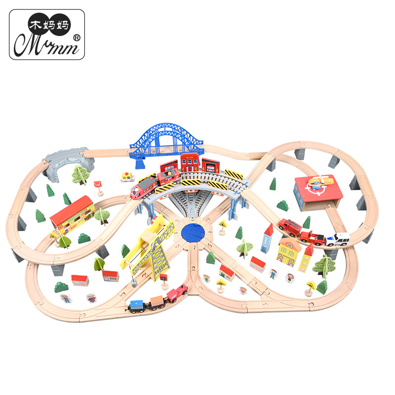 Los niños de madera magnética ciudad transporte ferroviario Tren Eléctrico educación temprana diversión montaje bloques juguetes educativos