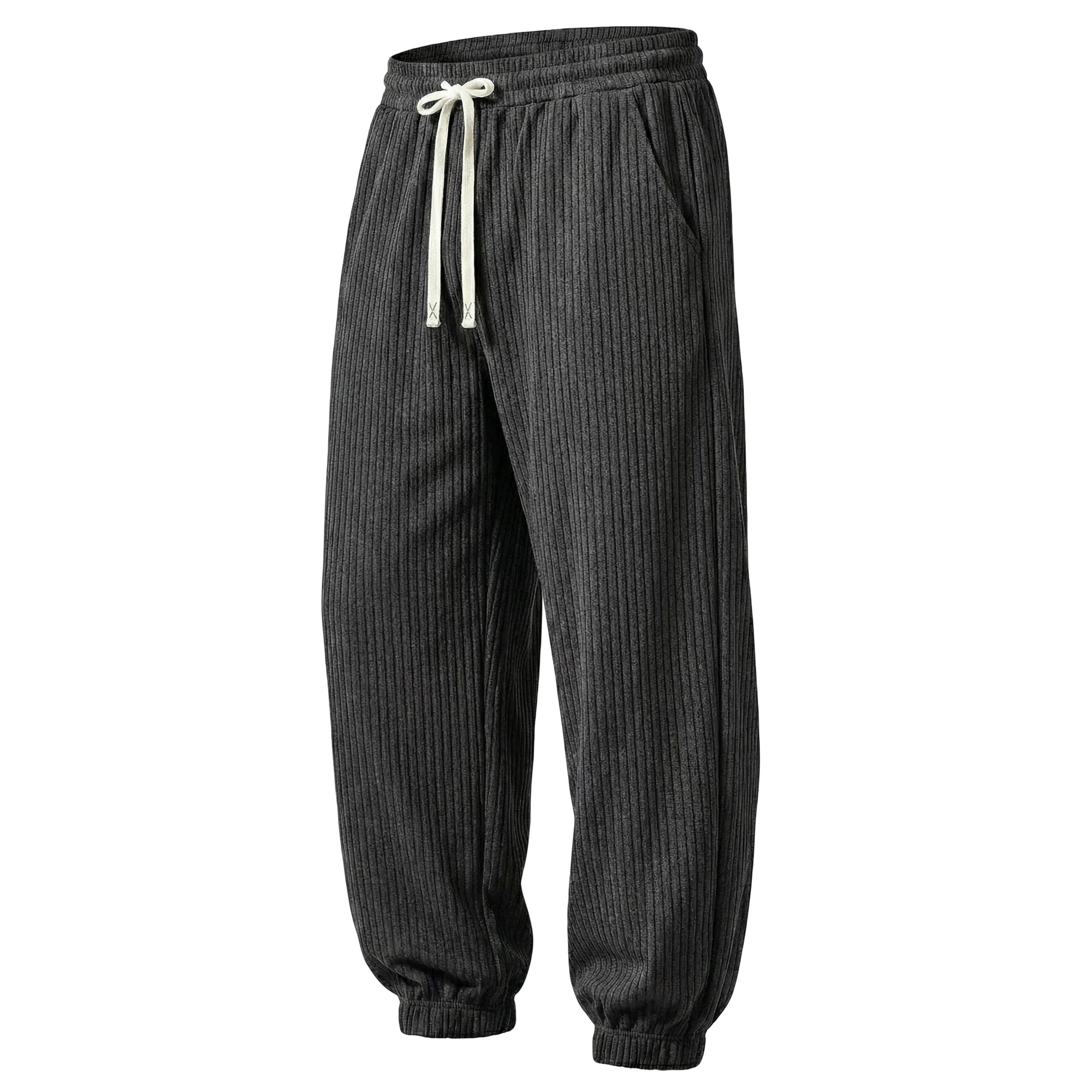 Men's Ribbed Jogger Sweatpants Loose Fit Drawstring Casual Pants Multi Color Versatile Drape Athletic Trousers Spring Summer Style_voghion.com