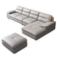 富繁头层真皮沙发现代简约沙发客厅左右贵妃大小户型直排沙发组合