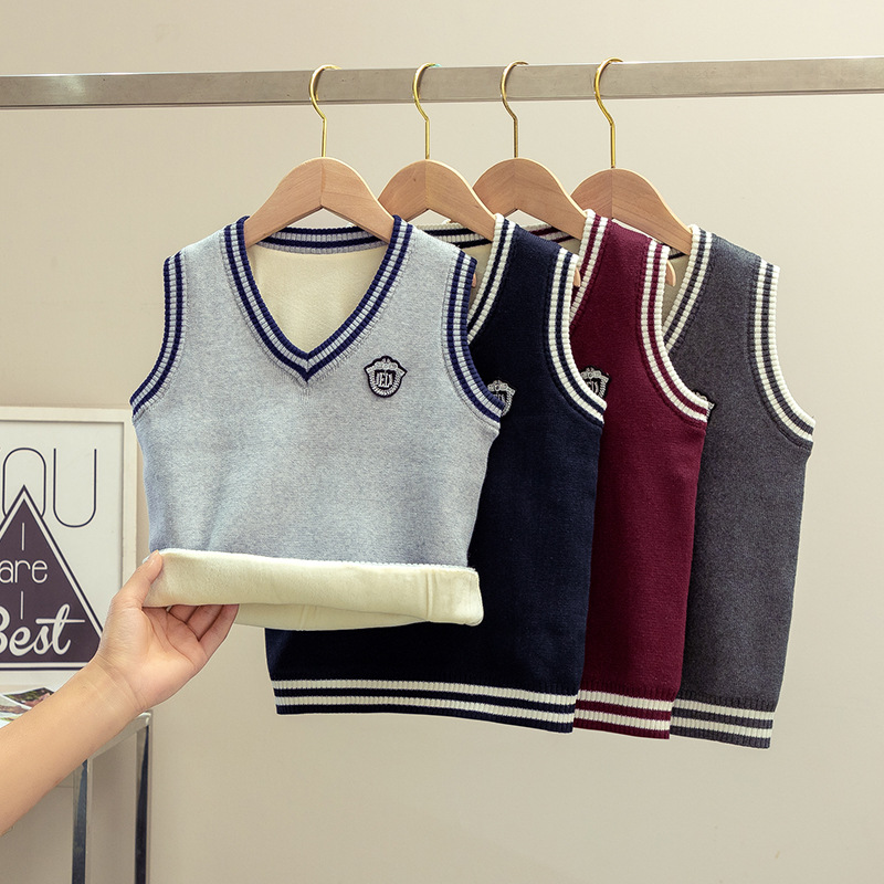2023 otoño e invierno nuevo estilo de la Universidad estilo de los niños de estilo de la Universidad de los niños Chaleco de punto cuello en V Chaleco de los niños de la escuela primaria estudiante suéter